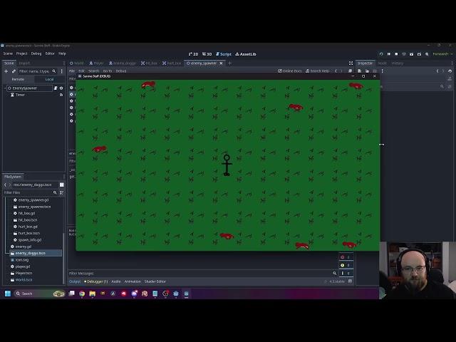 Game Dev Diary Day 3:  Continuing with the VS Clone Tutorial in Godot