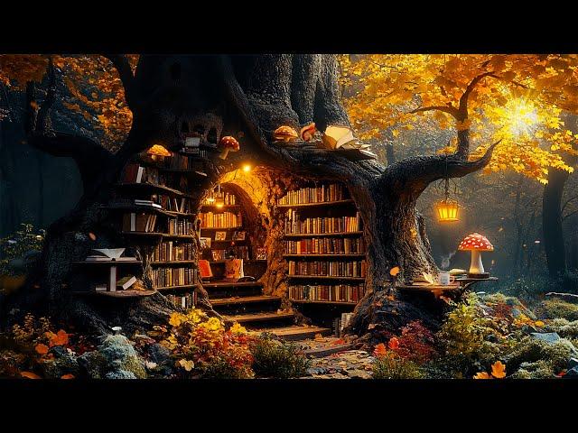 Magic Bookstore Hole Ambience  Cozy Autumn Music & Fantasy Nature | for Studying, Relaxing, Heals