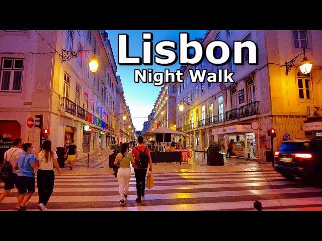 Night Walk in Lisbon, Portugal walking tour [4K Ultra HD]