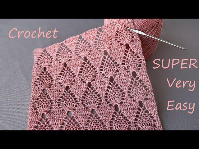 SUPER EASY Beautiful Pattern Crochet  СУПЕР легкий УЗОР "Ананасы' вязание крючком для начинающих