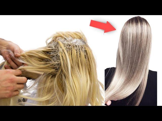 Осветление Седых Волос Пошагово дома | Уроки окрашивания волос в Блонд | Холодный Блонд 2023