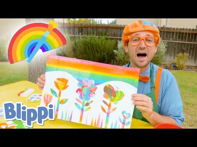 Blippi Creates Spin Art & Paints! | Learns Rainbow Colors For Kids | Educational Videos For Toddlers