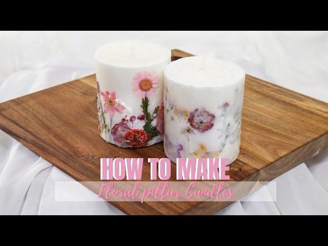 How to make Pillar Floral CANDLES 2 different ways #flowercandles