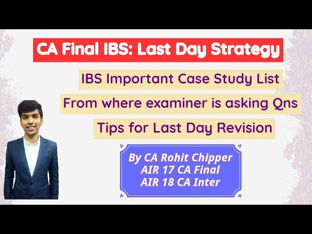 IBS Important Case Studies| From where examiner is asking questions | CA Final IBS
