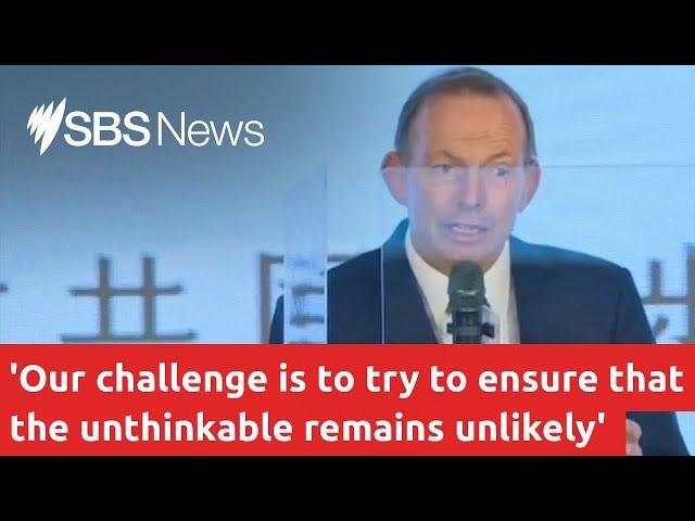 Tony Abbott slams China's 'belligerence' in speech in Taiwan | SBS News