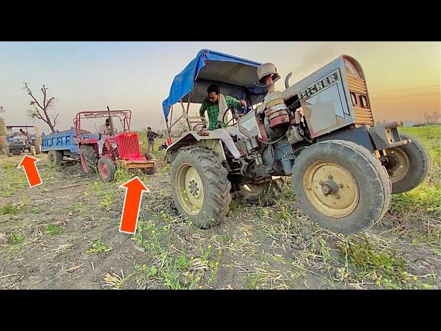 Eicher 242 And Mahindra 475 Stuck in Mud Very Badly Pulling by Mahindra 475 JCB 3dx Xpert