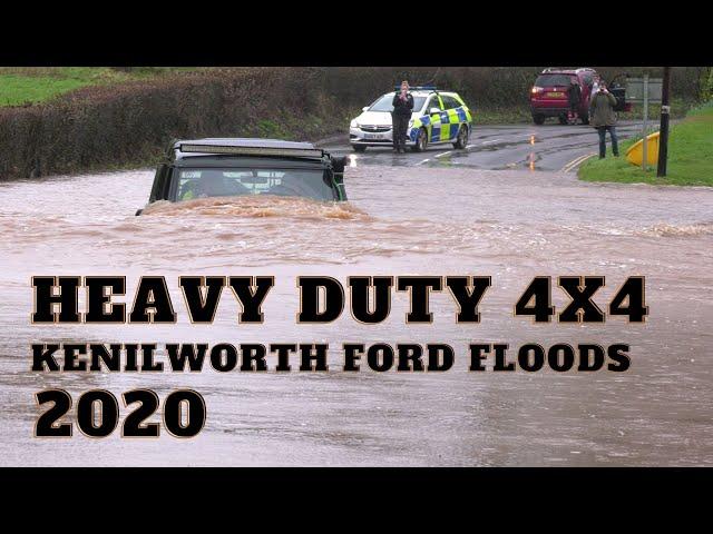 Kenilworth Ford Floods 2020 - Heavy Duty 4X4. Warwickshire England.