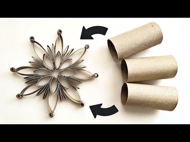 How to Make Beautiful Paper Snowflake With Only 3 Toilet Paper Rolls / DIY Tutorial Xmas Decorations