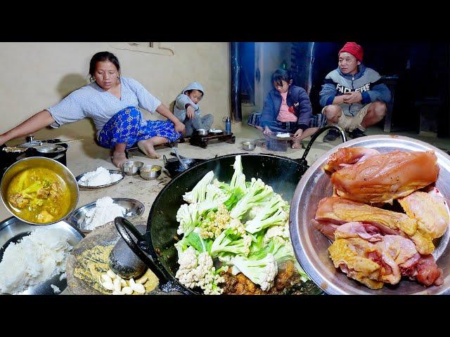 Village pork veg curry and rice || Bhumi sarmila with children in the village @bhumicooking