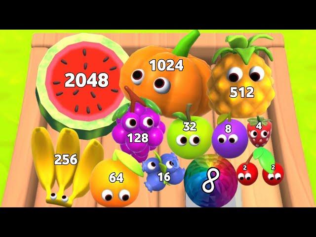 WATERMELON GAME 3D - Satisfying ASMR Gameplay (Fruits Evolution, Level Up Merge Suika Balls 2048)