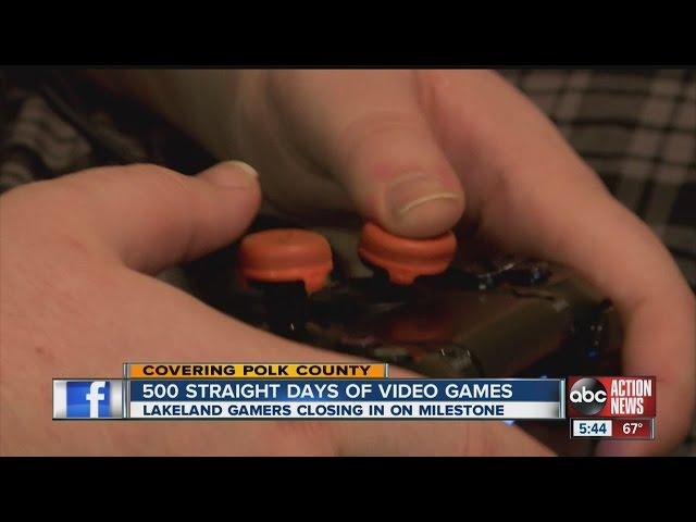 Video gamers nearing 500 days of 24/7 game playing