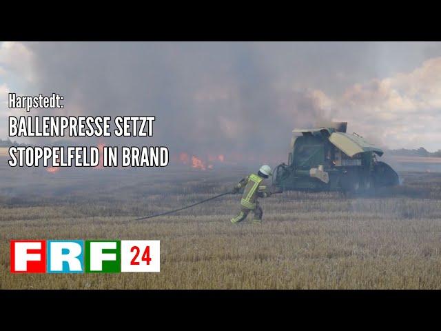 Harpstedt: Ballenpresse setzt Stoppelfeld in Brand