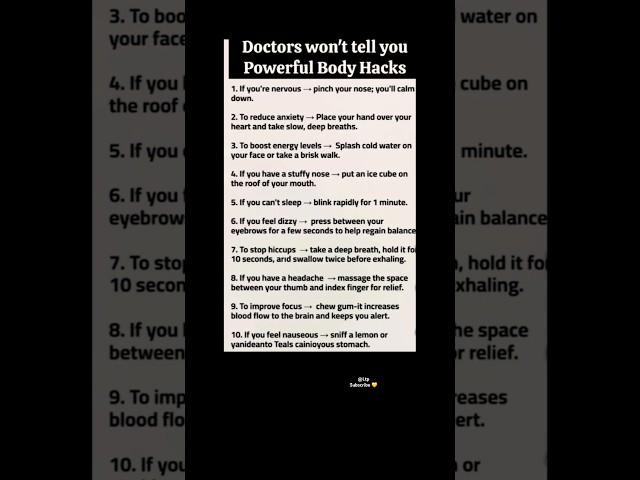 10 Body Hacks Doctors Don't Want You To Know #shorts #ytshorts #trending #love #psychology