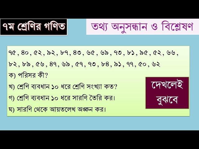 ৭ম শ্রেণি গণিত ১৩তম অধ্যায় ।। তথ্য অনুসন্ধান ও বিশ্লেষণ ।। Class 7 Math ।। Chapter 13 ।। Part 1