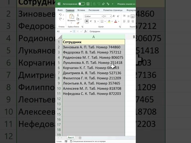 Убираем лишнее из ячейки Excel