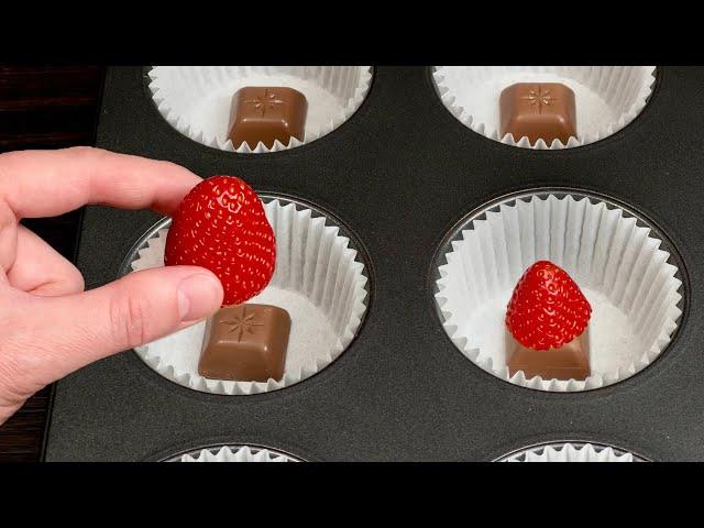  Quick and delicious dessert with strawberries and chocolate! Disappears in 5 minutes!