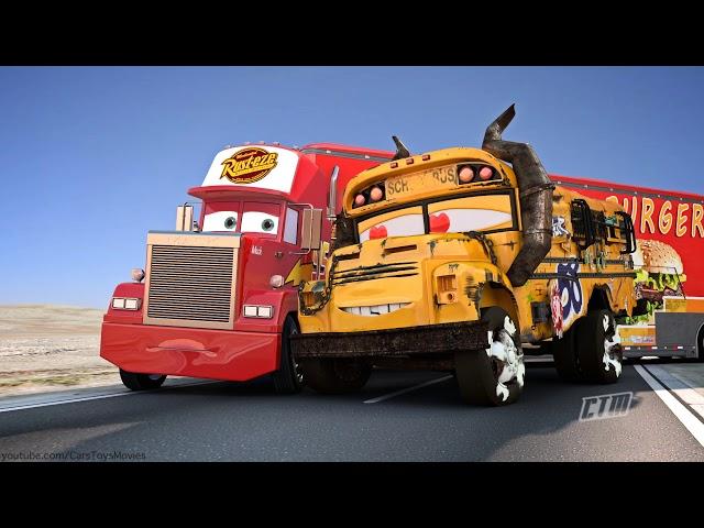 FAMOUS CARS Race Track Miss Fritter Racing vs Lightning McQueen, Storm & Ramirez (PART 1-6)