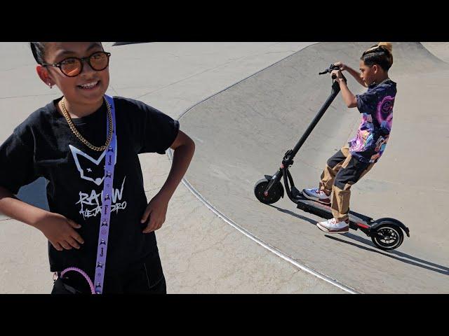 scooter riding on a skateboarding  park #Adriana #Percy #Alexander