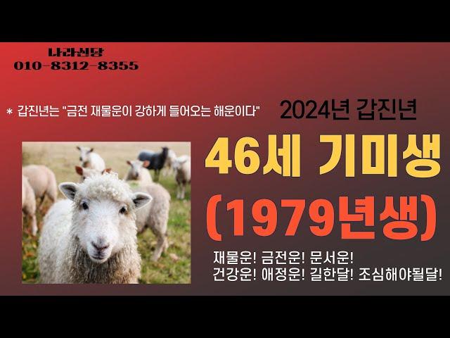 2024년 갑진년 나이별운세 양띠 46세 기미생(1979년생) "갑진년은 금전재물운이 강하게 들어오는 해운이다"  [강남점집][수서점집]