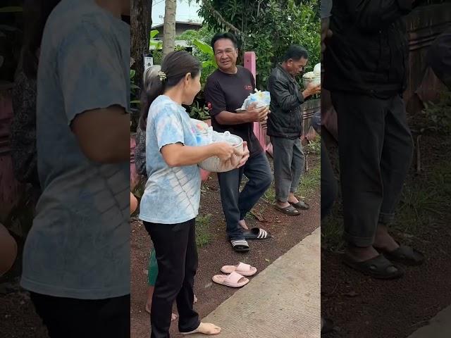 Offering alms to monks in the morning in the Northeast #thailand #northeast
