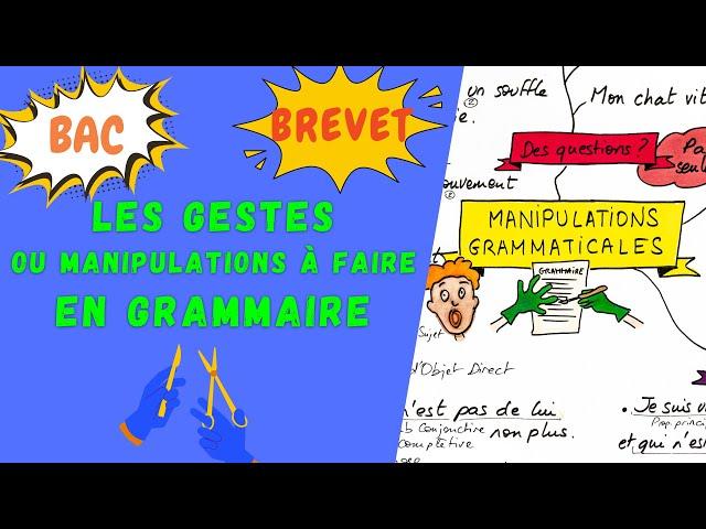 MANIPULATIONS ou GESTES À CONNAITRE EN GRAMMAIRE pour le brevet, l'oral du bac de français 2024