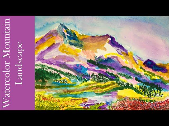 Abstract Mountain Landscape WATERCOLOR ART! - Time Lapse