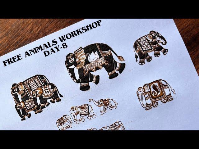 30 Days Free Animals Workshop Day-8|Learn How To Make Different Types of Elephants|By Muskan Mehendi