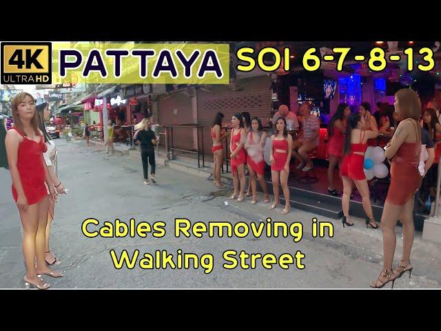 Pattaya [4K] Big Road work-Cables moved underground-Soi 6-7-8-13/1-13/2-Walking Street Thailand