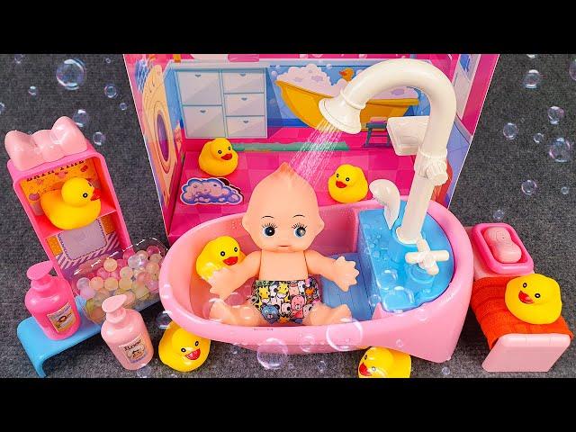 22 Minutes Satisfying with Unboxing Cute Pink Baby Bathtub Playset, Real Working Water | ASMR