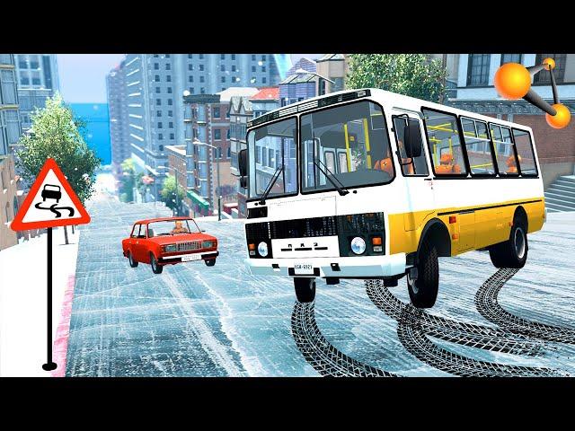 СМЕРТЕЛЬНЫЙ СПУСК по ГОЛОЛЁДУ! ВЫЖИТЬ НЕРЕАЛЬНО! - BeamNG.drive Multiplayer (BeamMP)