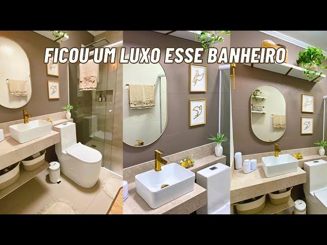 RESULTADO FINAL DA DECORAÇÃO DO BANHEIRO PEQUENO FICOU UM LUXO ANTES E DEPOIS!