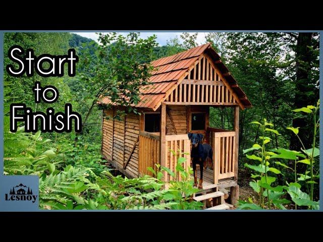 Construction house made of pallets over a cliff. The big movie