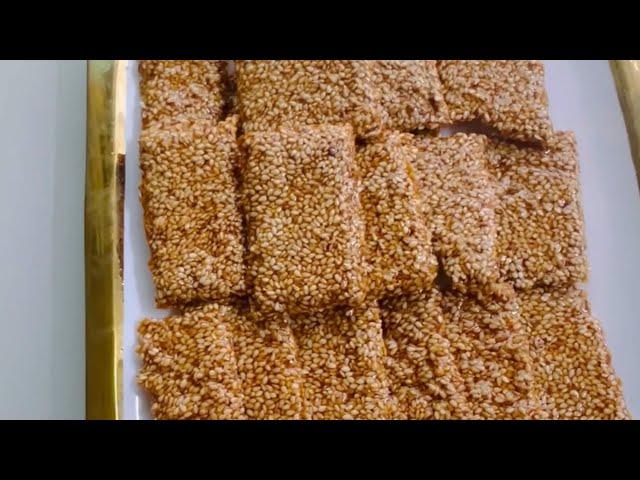 2 Ingredients Crunchy Sesame Bars | Sesame Seed Candy #yummy #recipe #easyrecipe