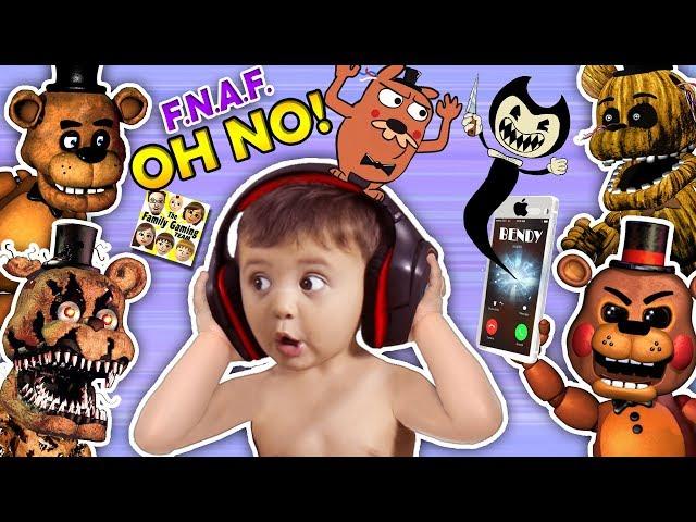 OH NO! BABY Shawn vs. FIVE NIGHTS at FREDDY'S 1,2, & 4 + He Calls BENDY & the INK MACHINE (FGTEEV)