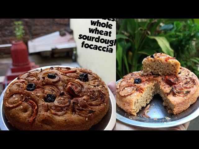 No-KNEAD Bread Recipe|Whole Wheat Sourdough Focaccia India AIRFRYER [RAVNEET BHALLA]