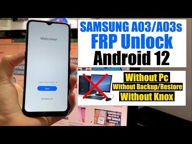 Samsung A03, A03s, FRP Bypass Android 12 Without Pc | Samsung A035F, A037F Google Account Bypass