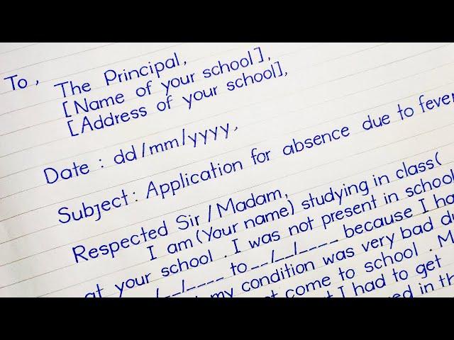 Application For Absent In School Due To Fever | application letter | iNote | Sick Leave Application