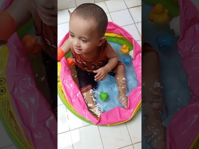mubashir in his pool#summer #summervibes2025 #poolparty #poolhome #waterpark #babywithstyle