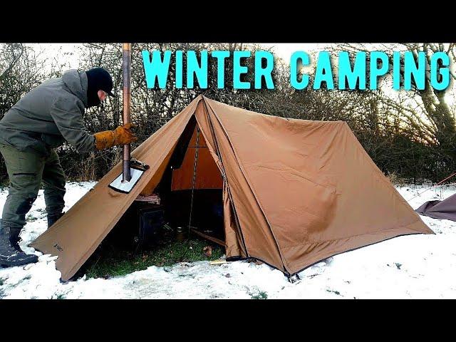 Extremely windy night Hot tent Winter camping in storm Arwen | pomoly stove hut 70 hot tent.