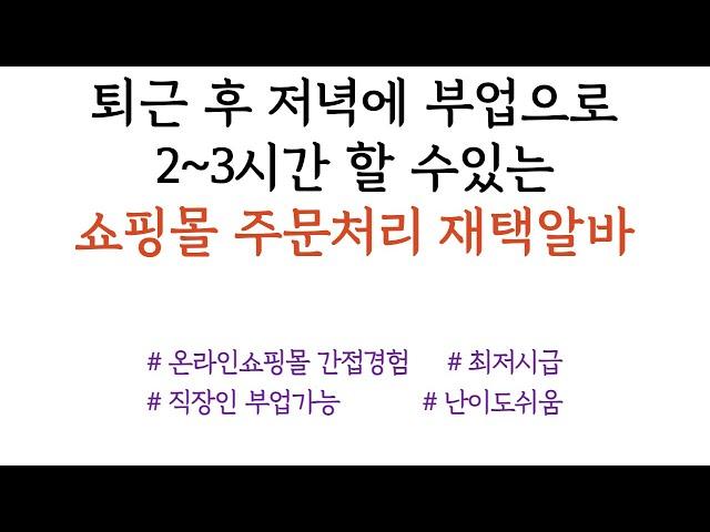 퇴근 후 저녁에 부업으로 2~3시간 할 수있는 재택알바