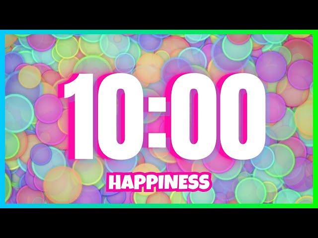 10 Minute Timer With Happy Music | Classroom - Rainbow - Alarm |