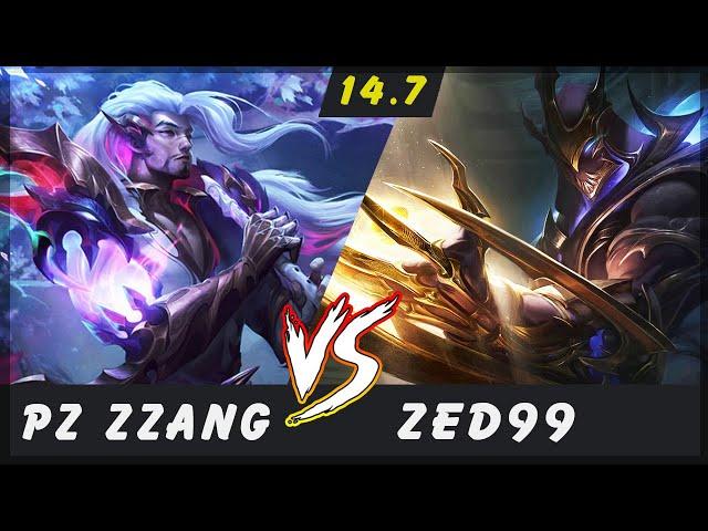 Pz ZZang vs Zed99 - Yasuo vs Zed MID Patch 14.7 - Yasuo Gameplay