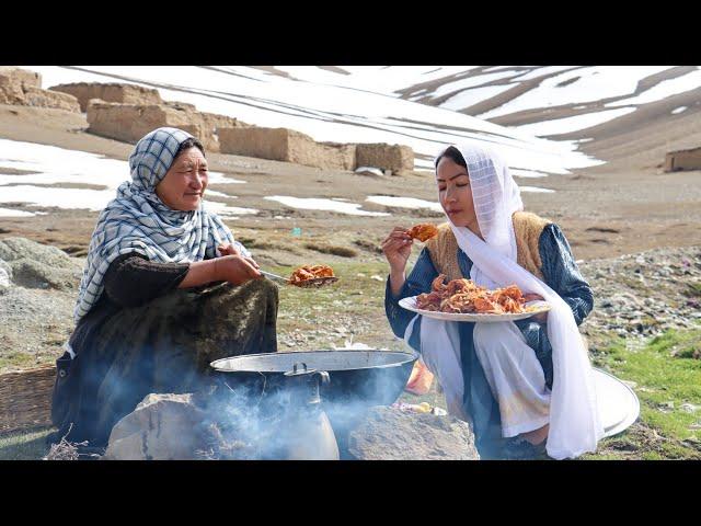 The most Remote Village in Afghanistan | Shepherd Mother Cooking Shepherd Food in the Nature