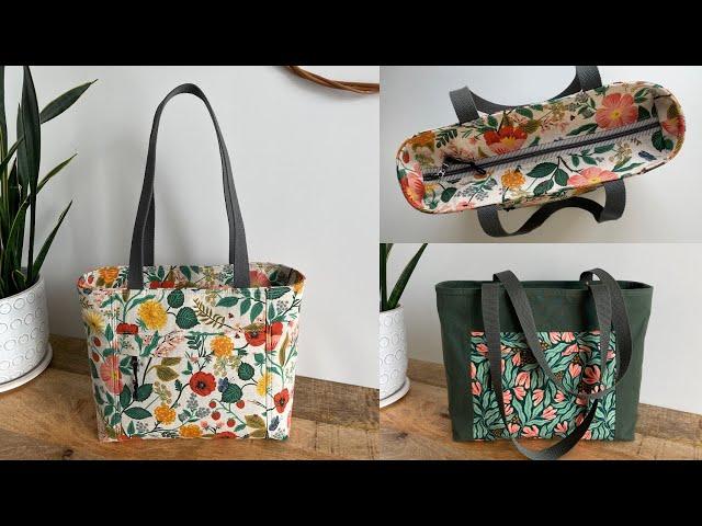 MONTANA TOTE ~ learn how to sew this stylish everyday bag featuring a unique zipper closure.