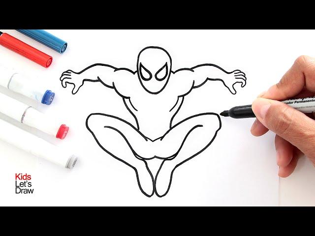 ¡Aprende a dibujar y pintar a SPIDERMAN en posición arácnida! ️(El Hombre Araña)