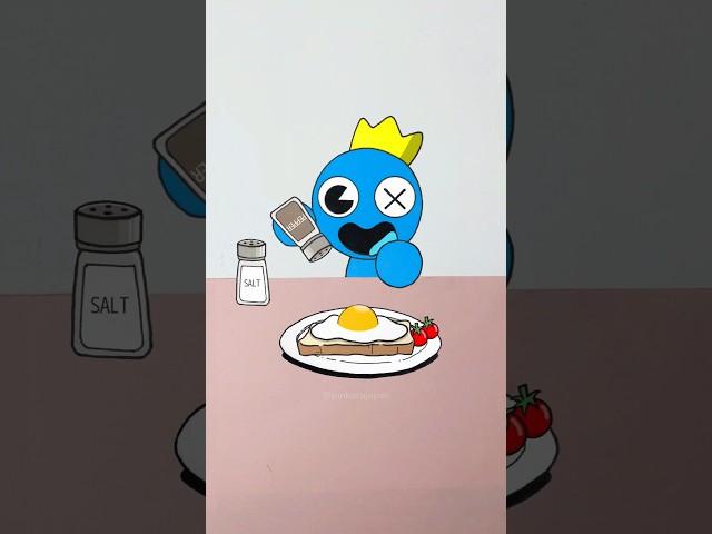 If Rainbow Friends Blue will eat One Pan Egg Toast Breakfast... Funny Stop Motion Animation #shorts