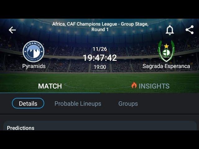 LIVE:Pyramids VS Sagrada Esperanca Africa,Caf champions League Group stage Round 1