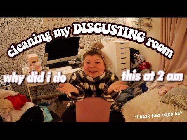 CLEANING MY *DISGUSTING* ROOM AT 2 AM | vlogmas day 16