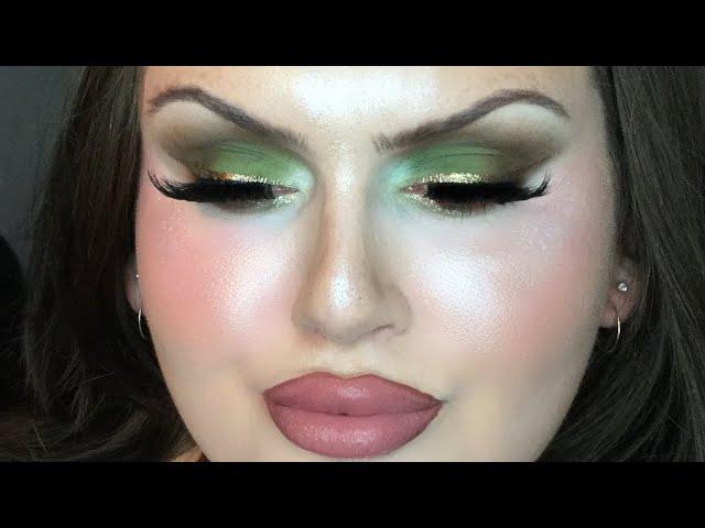 GRWM Khaki, Green Eyeshadow With Glittery Gold Eyeliner Makeup Tutorial