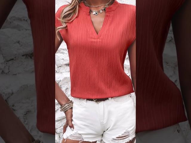 Camisa feminina colarinho entalhado #achadinhos #modafeminina #shein #blusinha